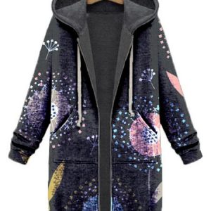 Blue Hoodie Long Sleeve Knit coat, Coats, color:Blue|size:3XL, JustFashionNow