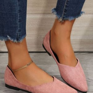 Urban Simple Pointed Toe Flat Shoes, Flats, color:Pink|size:43, JustFashionNow