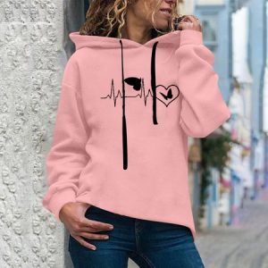 Casual Hoodie Heart/Cordate Hoodie, Hoodies & Sweatshirts, color:Pink|size:3XL, Noracora