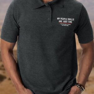Men's My People Skills Are Just Fine It Is My Tolerance To Idiots That Needs Work Funny Graphic Printing Regular Fit Polo Collar Hawaii Polo Shirt, T-shirts, Lilicloth.com