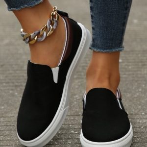 Solid Color Multi-color Options Slip-on Canvas Shoes, Sneakers, color:Black|size:43, JustFashionNow