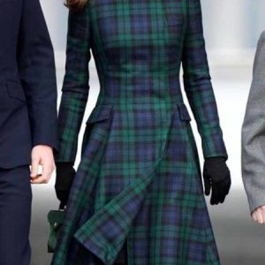 Checked/Plaid Elegant Slim Fit Dress, Midi Dresses, color:Green|size:XXL, Stylewe