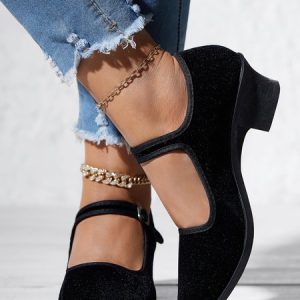 Black Comfortable Soft Block Heel Dance Shoes, Pumps, color:Black|size:40, Noracora