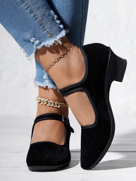 Black Comfortable Soft Block Heel Dance Shoes, Heels, color:Black|size:40, JustFashionNow