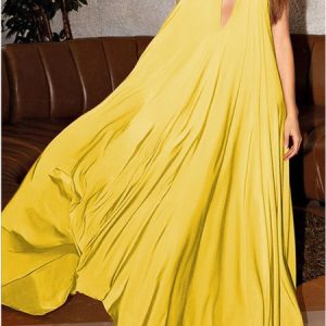 Urban Plain Loose Wedding Dress, Party Dresses, color:Yellow|size:XL, JustFashionNow