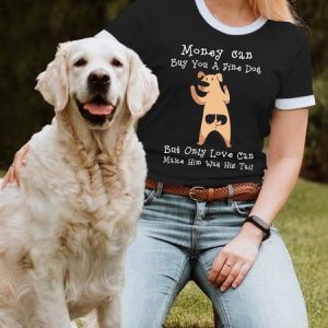 Lilicloth X Funnpaw X Ana Money Can Buy You A Fine Dog But Only Love Can Make Him Wag His Tail Women's T-Shirt, color:Black|size:L, Lilicloth.com
