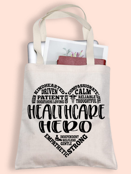 Healthcare Worker Health Care Hero Shopping Tote, color:White|size:One-size, Lilicloth.com