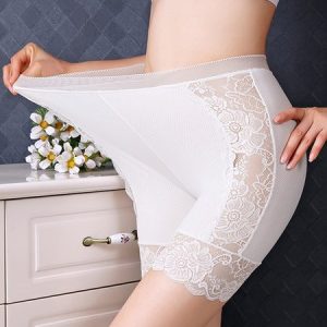 Woman Breathable Comfortable Lace Sexy Boxer, Briefs, color:White|size:XXL, JustFashionNow