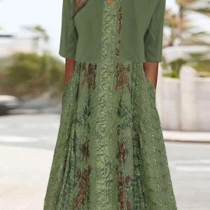 Ethnic Knitted Casual Two-Piece Set, Casual Dresses, color:Dark Green|size:XXL, JustFashionNow