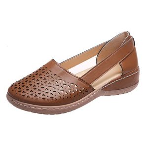 JFN Vintage Hollow Breathable Shoes, Flats, color:Brown|size:US 11, JustFashionNow