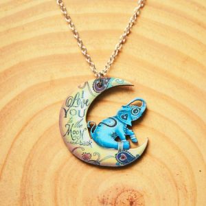 Moon Elephant Necklace, Necklace, color:As Picture|size:One-size, catalog Noracora shop
