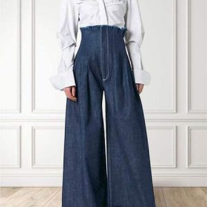 Denim Plain Casual Regular Fit Jeans, Jeans, color:Dark Blue|size:XXL, Stylewe