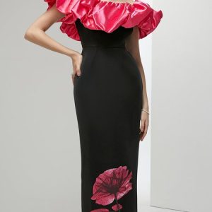 Party Tight Wedding Guest Dress, Maxi Dresses, color:Deep Pink|size:XXL, Stylewe
