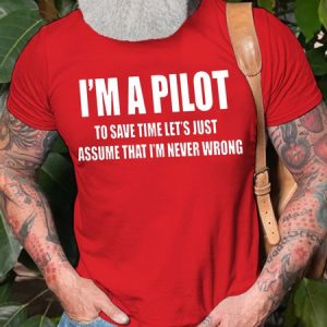 Funny Pilot Short Sleeve Casual Short sleeve T-shirt, color:Red|size:3XL, Lilicloth.com
