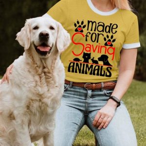 Lilicloth X Funnpaw Women's Made For Saving Animals T-Shirt, color:Yellow|size:3XL, Lilicloth.com
