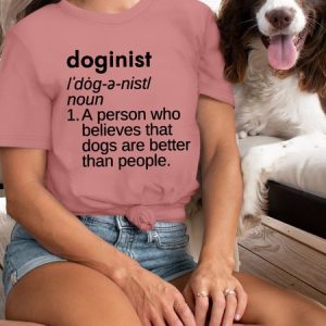 Lilicloth X Funnpaw Women's Funny Text Doginist Crew Neck Casual T-Shirt, color:Pink|size:XXL, Lilicloth.com