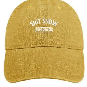 Men's /Women's Shit Show Supervisor Graphic Printing Regular Fit Adjustable Denim Hat, color:Yellow|size:One-size, Lilicloth.com