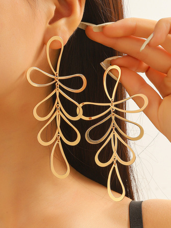 Casual Floral Line Pattern Earrings Urban Daily Women's Jewelry, Jewelry, color:Golden|size:One-size, Stylewe