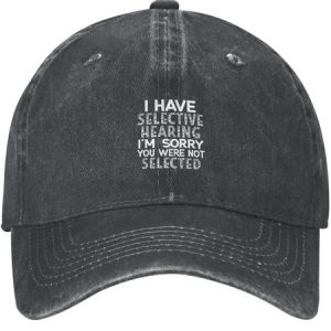 I Have Selective Hearing Funny Text Letters Adjustable Hat, color:Black|size:One-size, Lilicloth.com