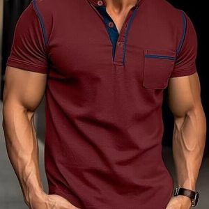 Casual Polo Collar Regular Fit Polo Shirt, Polos, color:Wine Red|size:XXL, JustFashionNow