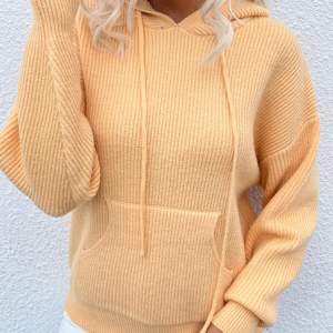 Women Plain Long Sleeve Comfy Casual Sweater, Sweaters, color:Camel|size:XL, Noracora