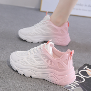 Casual Ombre Lace-Up Block Heel Fly Woven Shoes, Sneakers&Athletic, color:Pink|size:40, Noracora