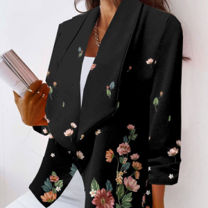 Shawl Collar Loose Casual Blazer, Blazers, color:Black|size:5XL, JustFashionNow