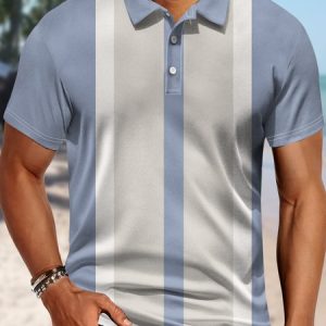 Men's Urban Geometric Polo Collar Polo Shirt, T-shirts, Lilicloth.com