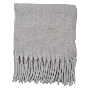 Women Minimalist Fringed Thermal Plain Scarf, Scarves, color:Light Gray|size:One-size, Stylewe