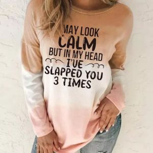 Casual Gradient Letter Print Crew Neck Knit Long Sleeve Sweatshirt, Sweatshirts & Hoodies, color:Orange|size:XXL, JustFashionNow