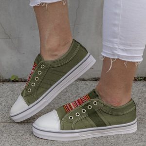 Women Slide Athletic Canvas Outdoor Sneakers, Sneakers, color:Wine Red|size:US 11, JustFashionNow