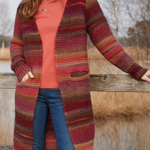 Women Yarn/Wool Yarn Color Block Long Sleeve Comfy Boho Pocket Stitching Cardigan, Cardigans, color:Multicolor|size:XXL, Noracora
