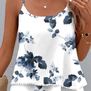 Floral Casual Spaghetti Loose Cami, Tank Tops & Camis, Roselinlin - Online Catalog