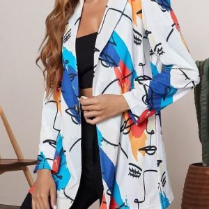 Shawl Collar Face Casual Regular Fit Blazer, Blazers, color:As Picture|size:XL, JustFashionNow