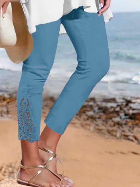 Women Casual Plain Hollow Out Lace Leggings Ankle Pants, leggings, Roselinlin - Online Catalog