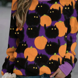 Casual Crew Neck Halloween Sweatshirt, Hoodies & Sweatshirts, color:Color3|size:4XL, Noracora