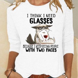 Women's Funny Wine Letter Crew Neck Shirt, color:White|size:3XL, Lilicloth.com