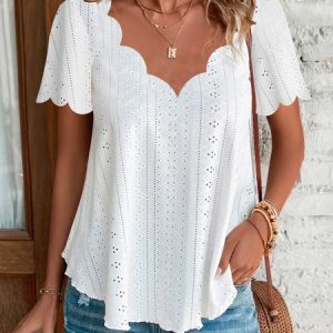 V Neck Loose Casual Plain Shirt, Blouses, color:White|size:XXL, Noracora