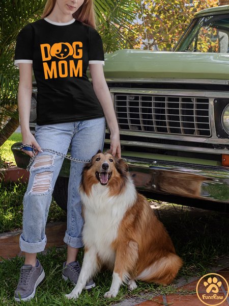 Lilicloth X Funnpaw X Rajib Sheikh Dog Mom Women's T-Shirt, color:Black|size:3XL, Lilicloth.com