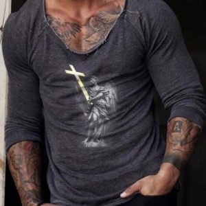 Vintage Crew Neck Long Sleeve T-Shirt, T-Shirts, color:As Picture|size:3XL, JustFashionNow