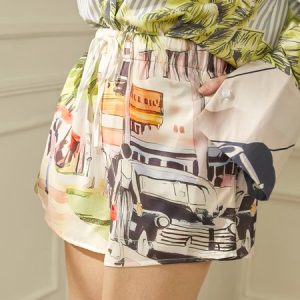 2023 Fashion week elegant Tropical Regular Fit No Elasticity Shorts, Shorts, color:As Picture|size:XXL, Stylewe