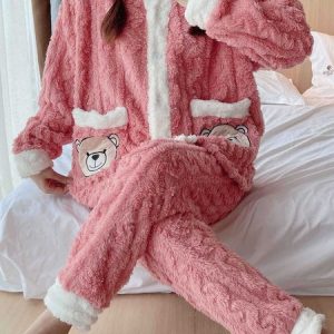Coral Velvet Crew Neck Casual Loose Lounge Set, Loungewear & Sleepwear, color:Color3|size:3XL, JustFashionNow