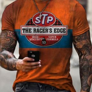 Casual Abstract Crew Neck Short Sleeve T-Shirt, T-Shirts, color:Orange|size:3XL, JustFashionNow