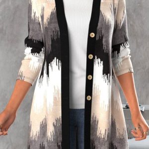 Others Random Print Casual Jacket, Cardigans, color:Multicolor|size:XXL, JustFashionNow