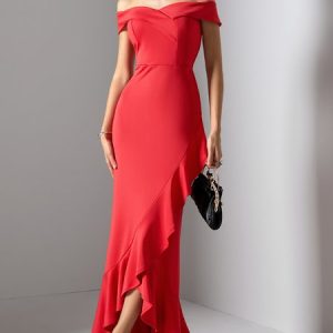 Wedding Vintage Strapless Guest Dress, Maxi Dresses, color:Red|size:XL, Stylewe