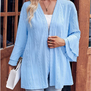 Wrap Long Sleeve Plain Regular Loose Kimono For Women, Kimono, color:Blue|size:XL, catalog Noracora shop