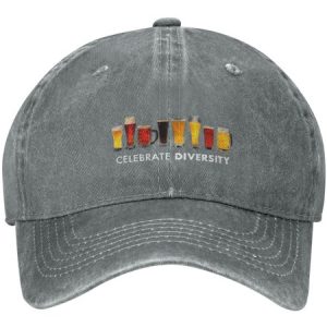 Celebrate Diversity Beer Funny Print Adjustable Hat, color:Gray|size:One-size, Lilicloth.com