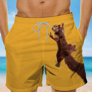 Printing Casual Loose Animal Shorts, Shorts, color:Yellow|size:4XL, JustFashionNow