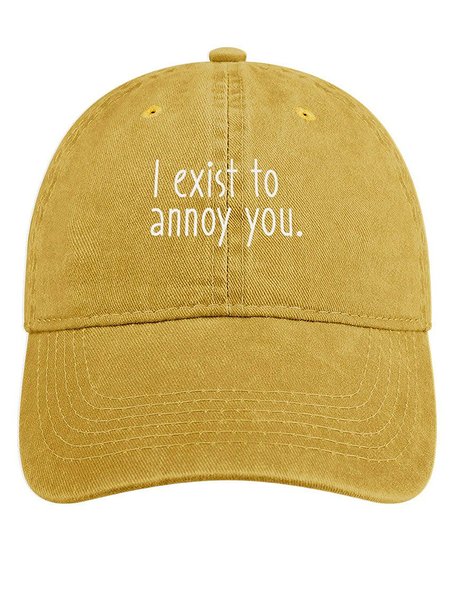 Men's /Women's Funny I Exist To Annoy You Graphic Printing Regular Fit Adjustable Denim Hat, color:Yellow|size:One-size, Lilicloth.com