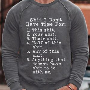 Men's Funny Text Letters Graphics Printed Sweatshirt, color:Gray|size:3XL, Lilicloth.com